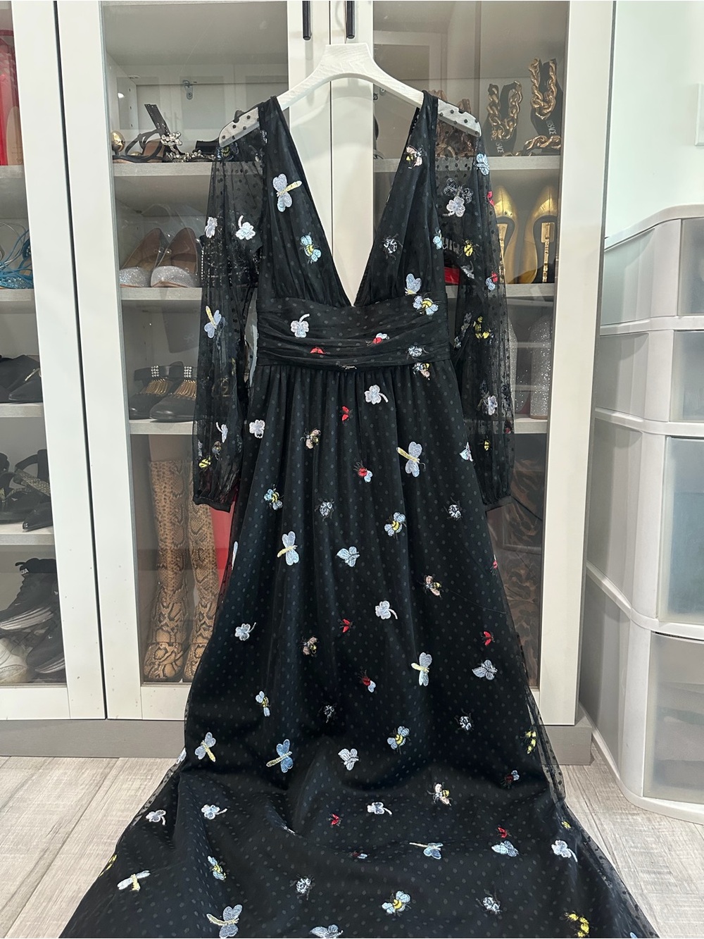 New Lurelly tulle dress gown butterfly boho sz 2 free hippie whimsical maxi $550